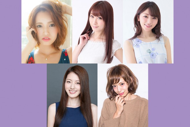 今シーズン、エヴァンゲリオンレーシングRQ 2016を務める引地裕美さん（上段左）、野呂陽菜さん（上段中央）、神尾美月さん（上段右）、丸山帆成美さん（下段左）、星島沙也加さん（下段右）