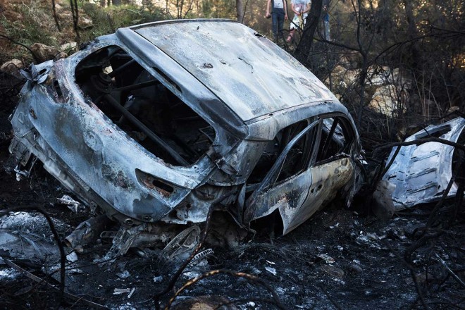 ラリー・ポルトガルのSS5で、炎上したヘイデン・パッドンのヒュンダイi20 WRC