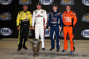 NASCARシカゴランド シリーズ初の“チェイス”に挑むトヨタドライバー。左からマット・クラフトン、ティモシー・ピーターズ、ウィリアム・バイロン、クリストファー・ベル