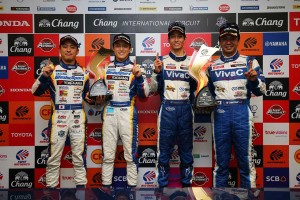 優勝したWedsSport ADVAN RC Fの関口雄飛／国本雄資とVivaC 86 MCの土屋武士／松井孝允