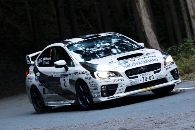 今季4勝目を挙げ、逆転戴冠を成し遂げた勝田範彦／石田裕一（スバルWRX STI）