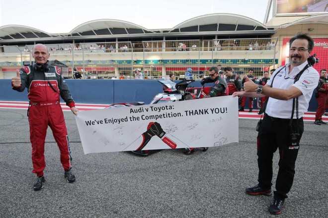 今季限りでWECでの活動終了するアウディに対し、サプライズも行われた。