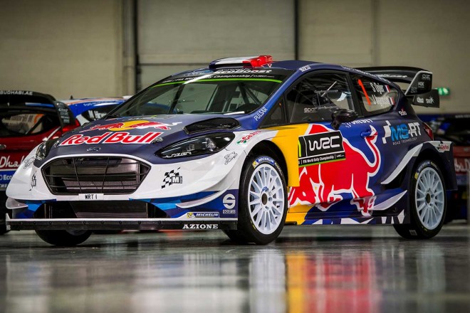 オジエの操るフィエスタWRCは、レッドブルカラーだ