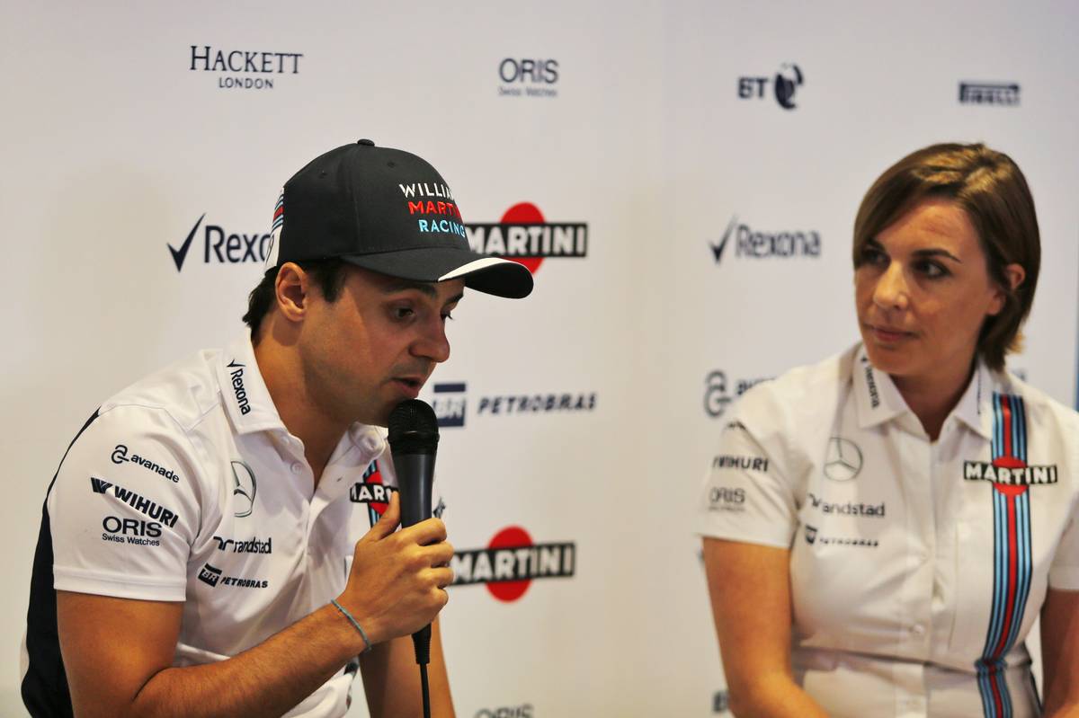 引退を撤回したフェリペ・マッサ（左）とチーム副代表クレア・ウイリアムズ（右）