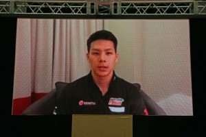 発表会にビデオレターでメッセージを寄せた中上貴晶