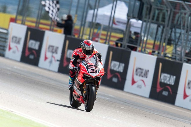 3位表彰台を獲得したマルコ・メランドリ／Aruba.it レーシング-ドゥカティ