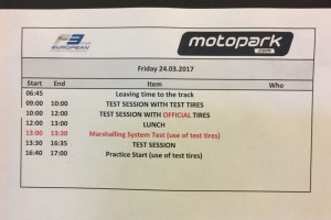 ユーロF3オフィシャルテストのタイムテーブル