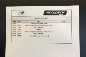 ユーロF3オフィシャルテストのタイムテーブル