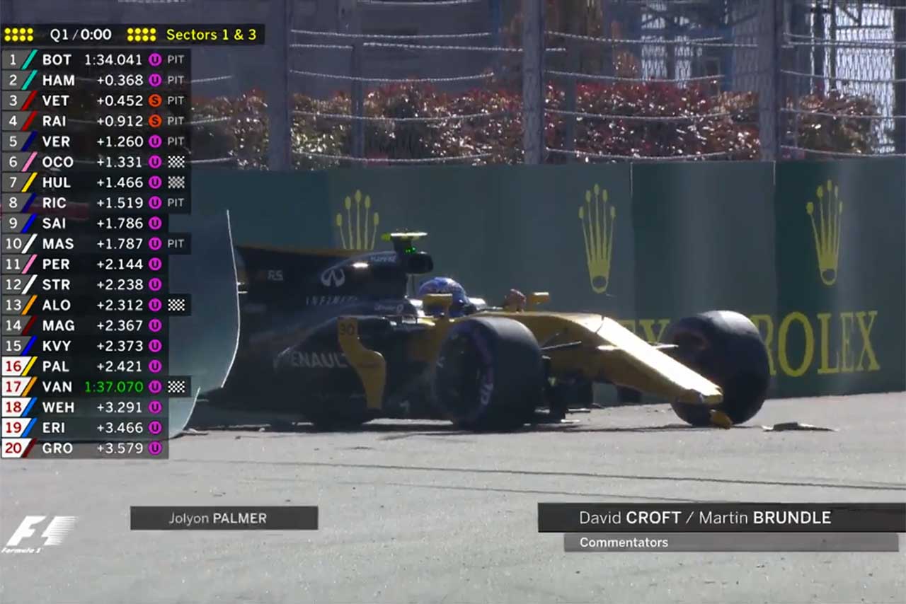 予選Q1終了間際にクラッシュしたパーマー