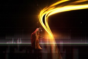 一連の作品内には、時間を行き来するスピリチュアルな求道者に焦点を当てたアートムービーも