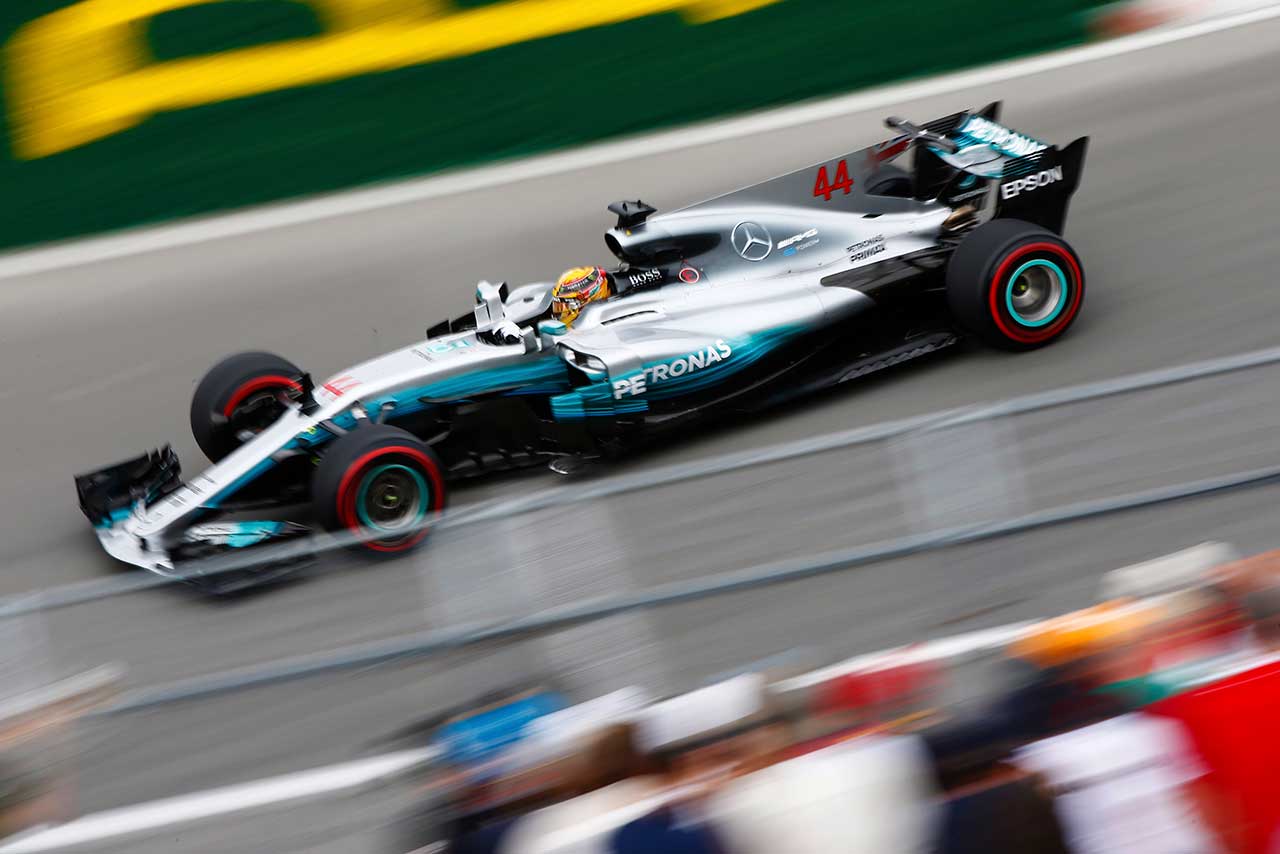 第7戦カナダGPのフリー走行1回目でトップタイムのハミルトン