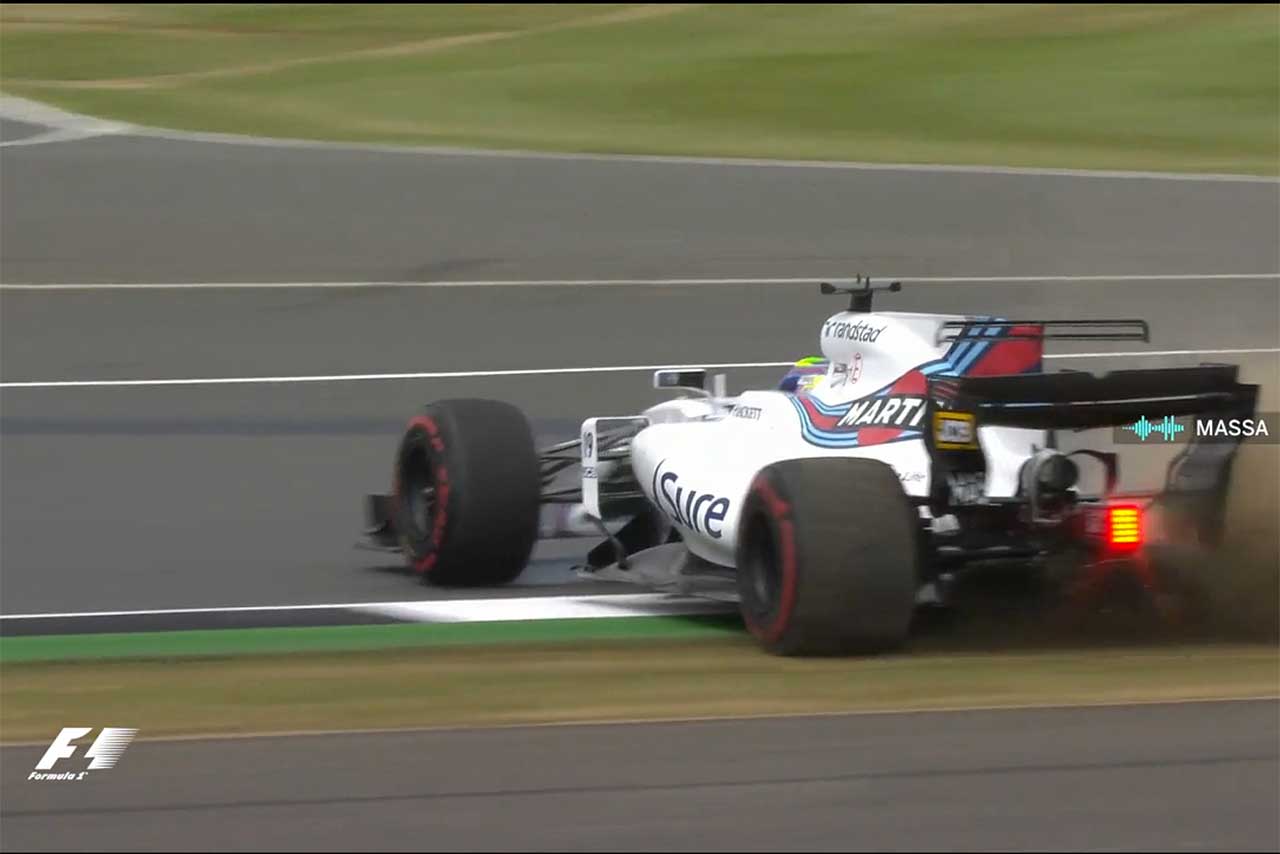 F1イギリスGPフリー走行2回目でスピンするマッサ