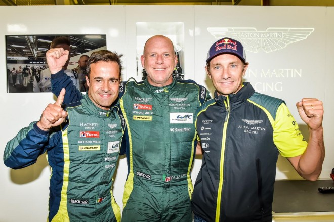 GTEアマクラスのポールシッターとなった98号車アストンマーチンのペドロ・ラミー、ポール・ダラ-ラナ、マティアス・ラウダ