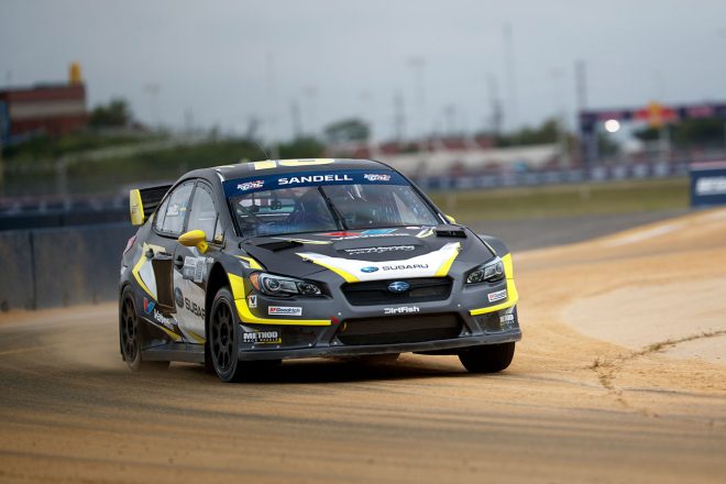 2位表彰台を獲得したパトリック・サンデル（スバルWRX STI RXスーパーカー）