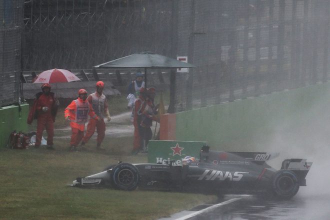 F1イタリアGPの予選でクラッシュしたロマン・グロージャン