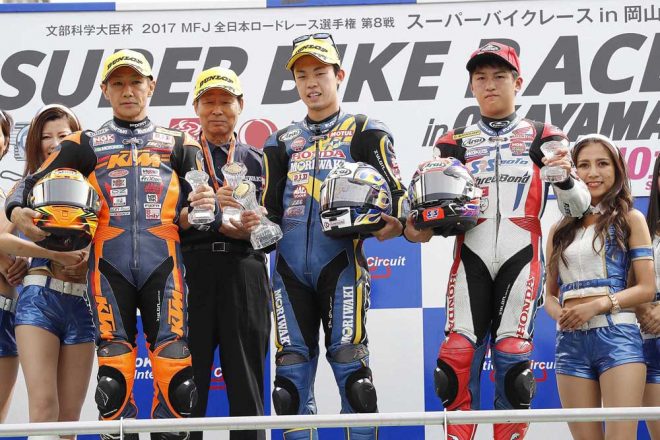 ポール・トゥ・ウインで初優勝を飾った栗原佳祐