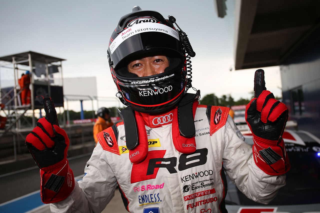 GT300クラス移籍後、初ポールポジションを獲得した柳田真孝（Hitotsuyama Audi R8 LMS）