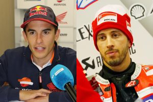 初日からトップタイムを奪い合ったマルク・マルケス（左）とアンドレア・ドビジオーゾ（右）