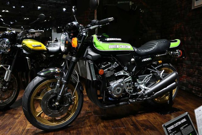 Z900RSカスタム車（参考出品）。AMAスーパーバイク選手権で活躍した往年のレーサーをオマージして製作された。手掛けたのはドレミコレクション