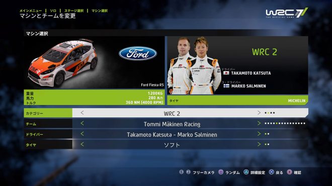 WRC2クラスには勝田貴元、新井大輝も収録されている