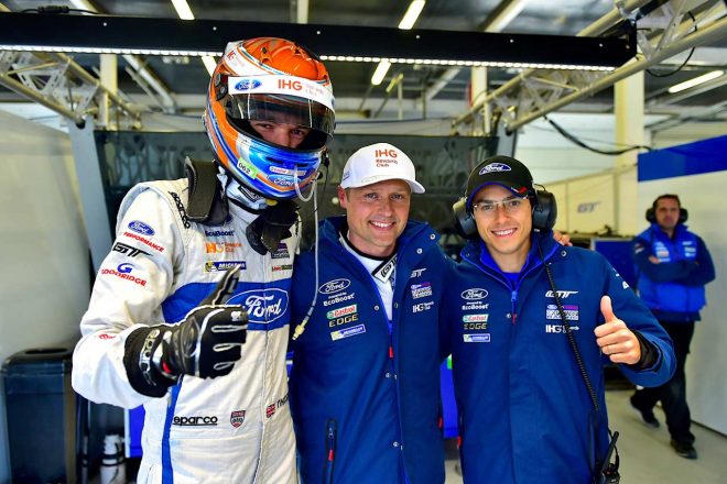 ハリー・ティンクネル（左）とアンディ・プリオール（中央）は2018年シーズンもフォード・チップ・ガナッシ・チームUKからWECに参戦する。
