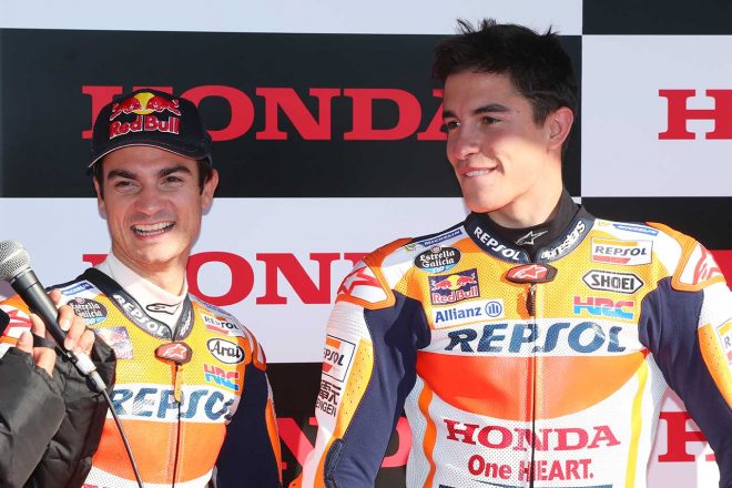 マルク・マルケス（右）とダニ・ペドロサ（左）