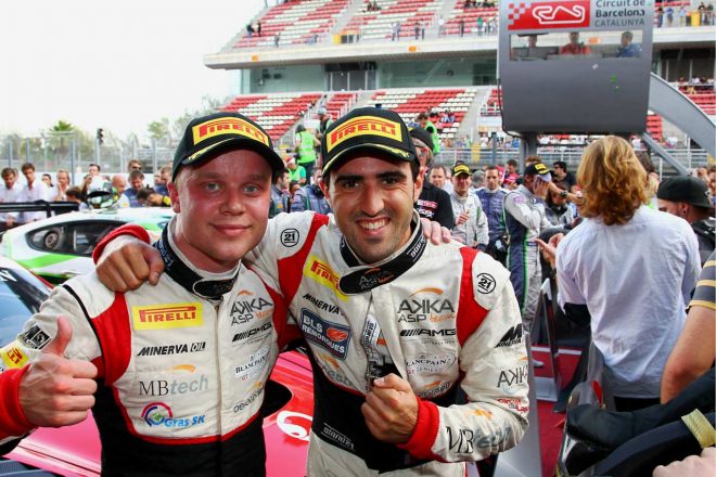 フェリックス・ローゼンクビスト（左）とともに2016ブランパンGTシリーズに参戦したトリスタン・ボーティエ（右）