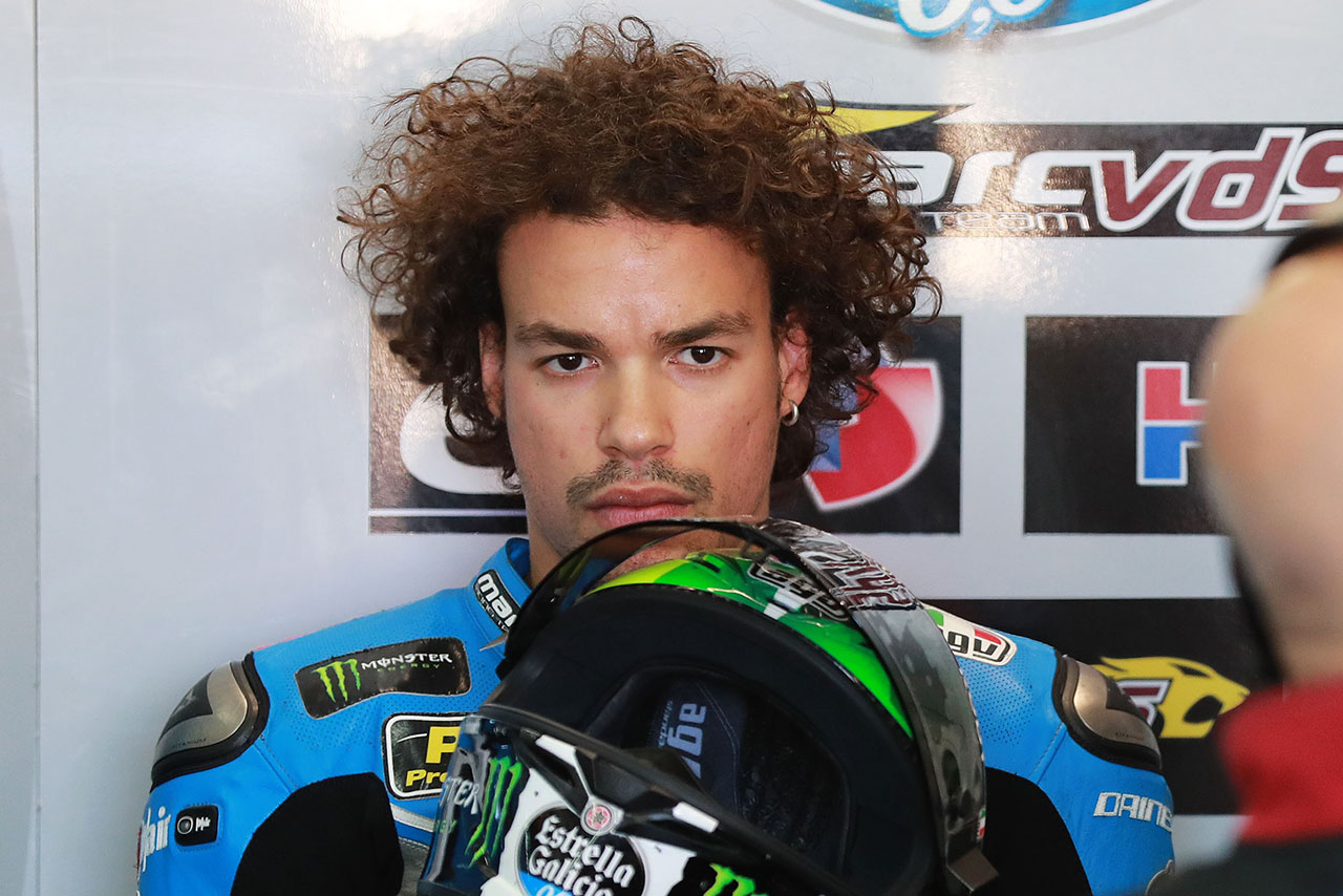 2017年Moto2チャンピオンのモルビデリ。中上と同じくホンダRC213Vを駆る