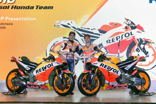 2018年型RC213V。カラーリングに大きな変更はなさそうだ