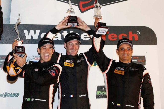 チーム・ペンスキーからスポット参戦した2017プチ・ル・マンで3位表彰台を獲得したエリオ・カストロネベス／シモン・パジェノー／ファン・パブロ・モントーヤ組