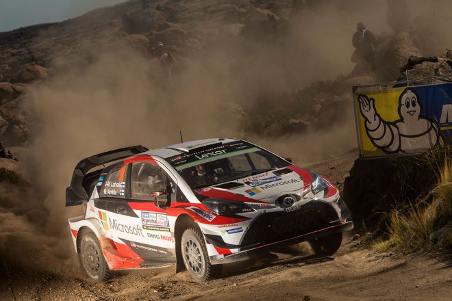 2017年のラリー・アルゼンティーナに参戦したヤリ-マティ・ラトバラ（トヨタ・ヤリスWRC）