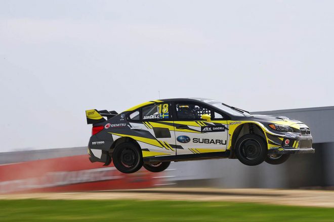 スバル・ラリーチームUSAに所属するパトリック・サンデル（スバルWRX STI）