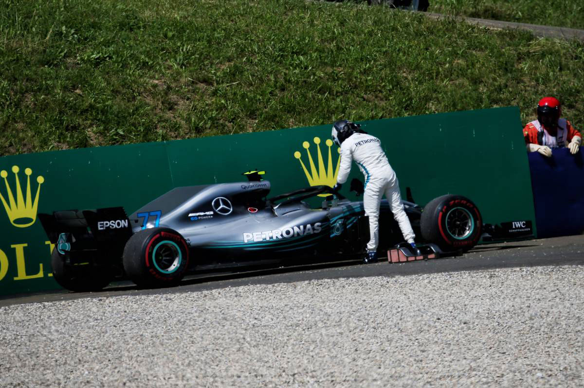 2018年F1第9戦オーストリアGP決勝：ギヤボックストラブルでリタイアとなったバルテリ・ボッタス