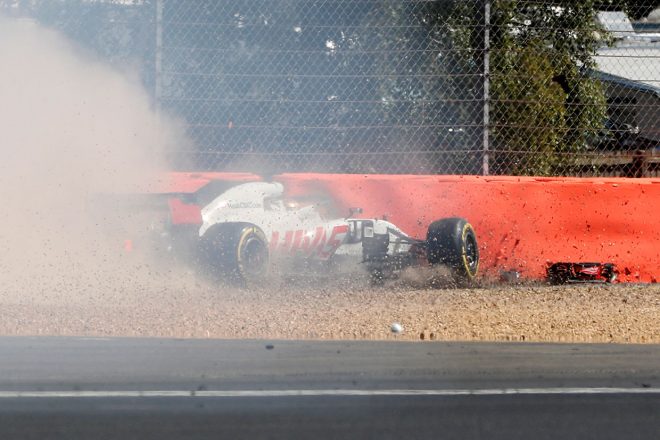 2018年F1第10戦イギリスGP　FP1でクラッシュを喫したロマン・グロージャン
