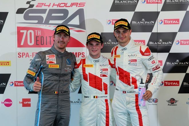 予選トップ3となった（左から）マキシム・マルタン、ドリス・ファントール、ニコ・ミューラー