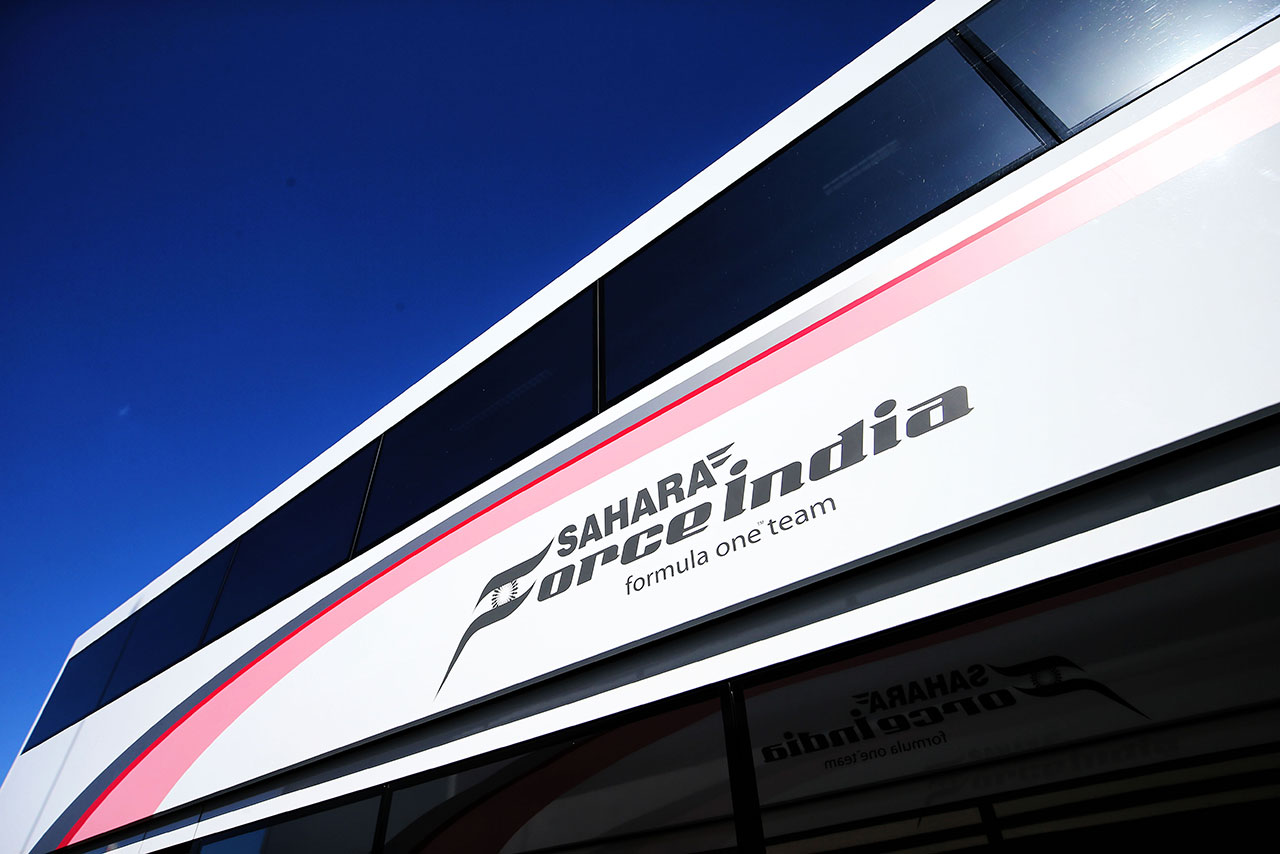 イギリスGPに持ち込まれたトランスポーターにはフォース・インディアのロゴが入れられていた