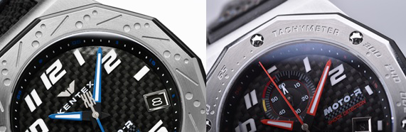 ブレーキディスクを思わせる精密なエッチングパターン、速度計算が可能なタキメーター目盛り