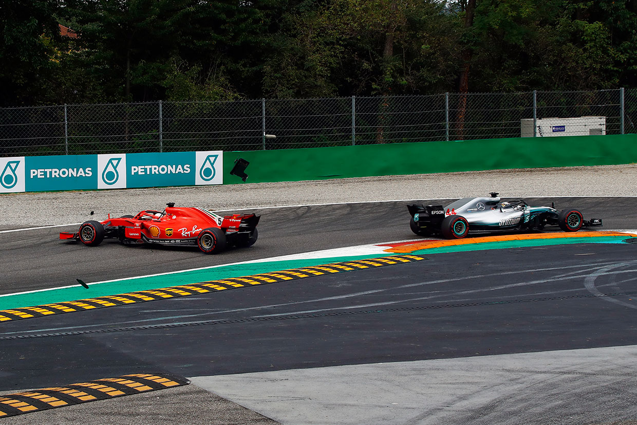 2018年F1第14戦イタリアGP　決勝スタート時の接触により最後尾に転落したセバスチャン・ベッテル