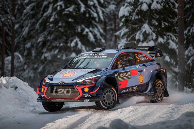 2018WRC第2戦ラリー・スウェーデンで今季初優勝を果たしたティエリー・ヌービル（ヒュンダイi20クーペWRC）