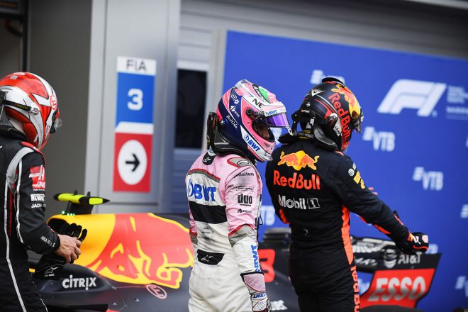 2018年F1第16戦ロシアGP　セルジオ・ペレス、マックス・フェルスタッペン