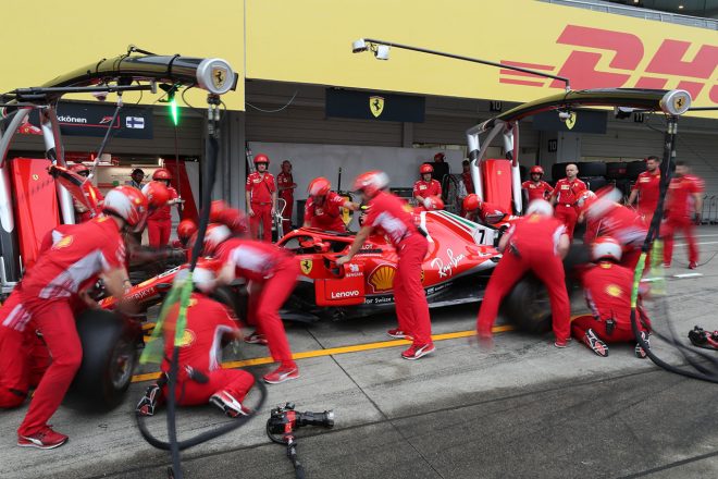 2018年F1第17戦日本GP　フェラーリのピット練習
