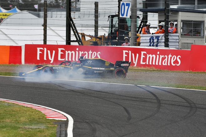 2018年F1第17戦日本GP　FP3でクラッシュしたニコ・ヒュルケンベルグ