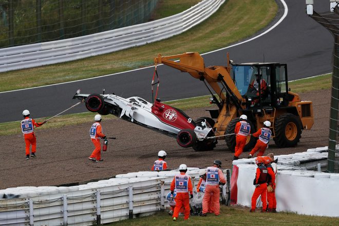 2018年F1第17戦日本GP　マーカス・エリクソンが予選でクラッシュ