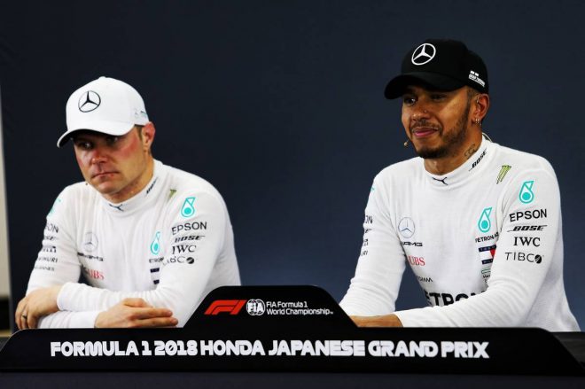 2018年F1第17戦日本GP　予選会見　ルイス・ハミルトン、バルテリ・ボッタス