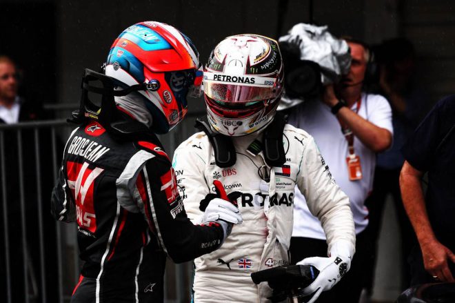 2018年F1第17戦日本GP　ロマン・グロージャン、ルイス・ハミルトン