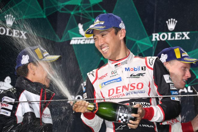 総合2位を獲得した8号車トヨタTS050ハイブリッドの中嶋一貴