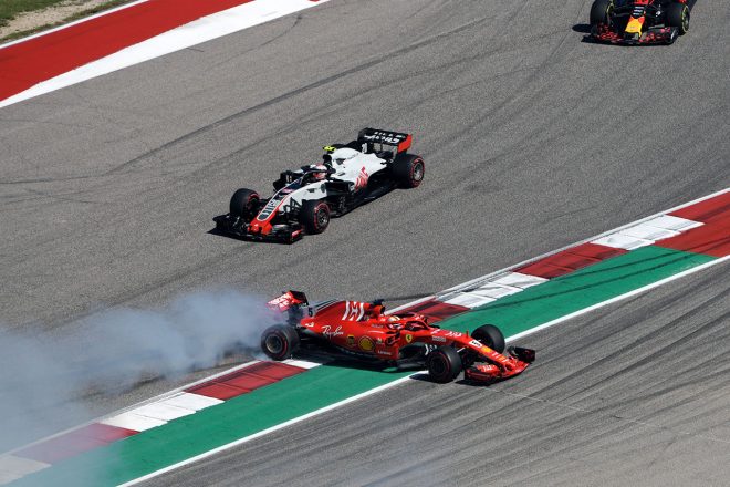 2018年F1第18戦アメリカGP　ダニエル・リカルドとの接触で大きく順位を落としてしまったセバスチャン・ベッテル