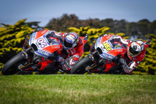 3-4位を獲得したドゥカティ・チームのドヴィツィオーゾとバウティスタ