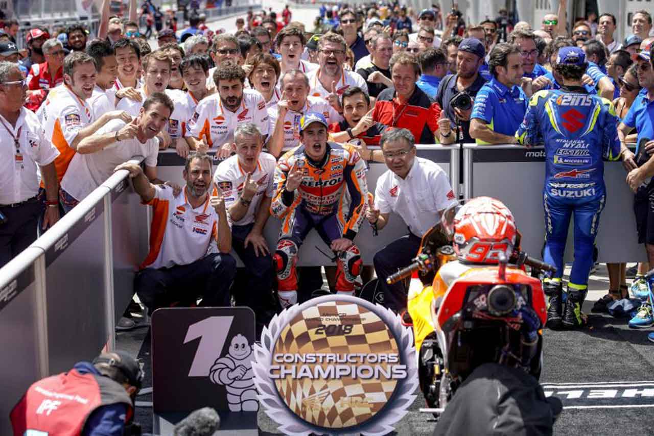 2018年MotoGPコンストラクターズチャンピオンを獲得したホンダ