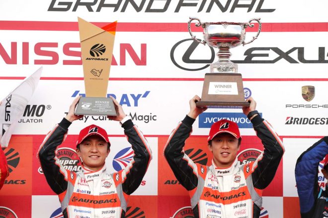 優勝した野尻智紀（左）、伊沢拓也（右）